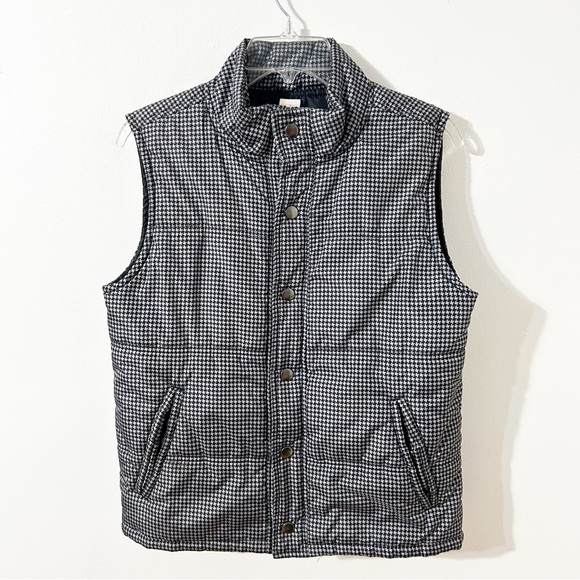Gymboree Houndstooth Pattern Full Front Snap Puffer Vest Pockets Collar 🖤🩶 XL - Picture 1 of 9